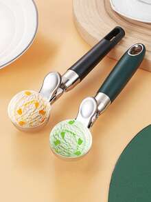 1pc Stainless Steel Ice Cream Scoop, Home Use Press-Type Ball Scooper - Multicolor - View 1