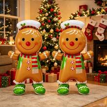 130cm Standing 3D Gingerbread Man Foil Balloon, Christmas And New Year Decoration Balloon - Multicolor - View 3