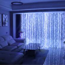 Garden Decor, Remote Control 8 Flashing Modes Fairy Lights, Wedding Party Decoration String Lights, Sparkling USB Powered Curtain Lights Suitable For Christmas, Halloween, Living Room, Bedroom, Kitchen Atmosphere Decoration Hanging Colorful Lights, Holiday Decoration, Garden Decoration Hanging String Lights, Fairy Tale Garland Decoration, Indoor Wall Decoration, Camping Decoration String Lights, Birthday Decoration Hanging String Lights - USB Curtain Light String - View 20