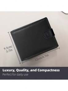 HOVI'S [Vintage Wallet] 男士多功能復古短夾，1個 PU 皮革拉鍊錢包 | 送給男士的理想禮物 - 黑色 - 查看 7