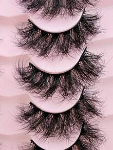 7 Pairs False Eyelashes Fluffy Thick 6D Faux Mink Eyelashes Curly Dramatic Handmade Fan Strip Lashes Suitable For Parties Daily And Stage Makeup - 黑色 - 查看 4