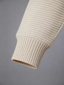 Men's Knitted Sweater, Round Neck, Long Sleeves, Premium Wool, Basic And Comfortable Winter Clothing - Listra Bege - 查看 2