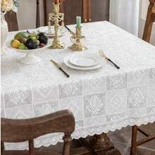 VENECIA Rectangular Lace Tablecloth Measuring 150x250cm. Maximum Elegance. - White - View 4