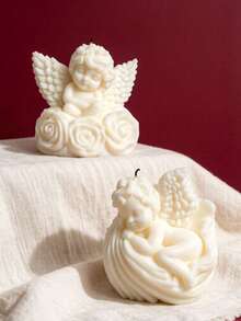 療癒睡眠天使香氛蠟燭矽膠模具，4款玫瑰底座/包裹設計，DIY手工香氛石膏裝飾，情人節禮物，家居裝飾，派對伴手禮，細節清晰，易脫模，適用於蠟燭、石膏、環氧樹脂、樹脂等材質，輕鬆製作3D天使裝飾，婚禮裝飾，回禮 - 小天使模具 - 查看 2