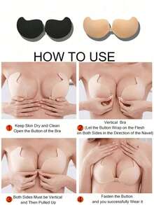 2 Pairs Strapless Adhesive Bras, Mango-Shaped Cups, Petal Nipple Covers, Breathable Design, Suitable For Small Busts, Lift And Gather, Invisib - Multicolor - View 3