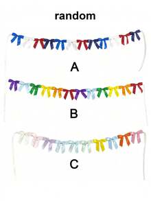 1pc Soft Color Bow Decor Garland, Pre-Strung Ribbon Bow Ornament Suitable For Home Decor, Birthday, Wedding, Bridal Party - Bow Banner - View 9
