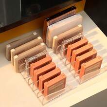 Desktop Eyeshadow Palette Organizer, Powder Drawer Divider, Transparent Plastic Makeup Blush Cosmetic Rack, Small Transparent Makeup Eyeshadow Storage Box 1pc/2pcs - Clear - View 2