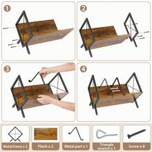 Vinyl Record Storage Rack, 80-100 LP Capacity Record Holder With Adjustable Divider, Rustic Brown Particleboard & Iron Vinyl Display Shelf, Non-Slip Clip, Open Design, Multi-Purpose Organizer For Albums, Magazines, Books 30x40x30cm - View 9