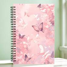 Pink Butterfly Theme Spiral Notebook, High-Quality College Ruled Paper, Suitable For School, Office Use, Or As A Gift For Friends, Family, Teachers And Students. Writing Notebook, School Notebook, Decorative Journal, Butterfly Design School Supplies - F - View 4