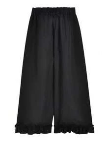 YCYC Gaya Korea Celana Panjang Kasual Berenda untuk Wanita Musim Semi/Gugur Vintage dengan Saku dan Tali Serut, Set Rok Lipit - Hitam - View 7