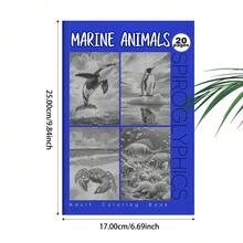 1PC/4PCS 神秘螺旋花卉動物與海洋生物著色本，20頁隱藏圖案壓力緩解螺旋藝術治療本，成人放鬆與休閒著色本 - A - 查看 13
