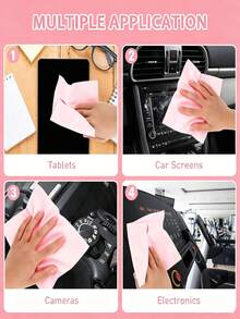 10/1pc Pink Microfiber Cleaning Cloth - Reusable, Soft And Highly Absorbent, Suitable For Wiping Glasses, Phones And Screens, Ideal For Home And Office Use, Essential For Screen Cleaning - View 8