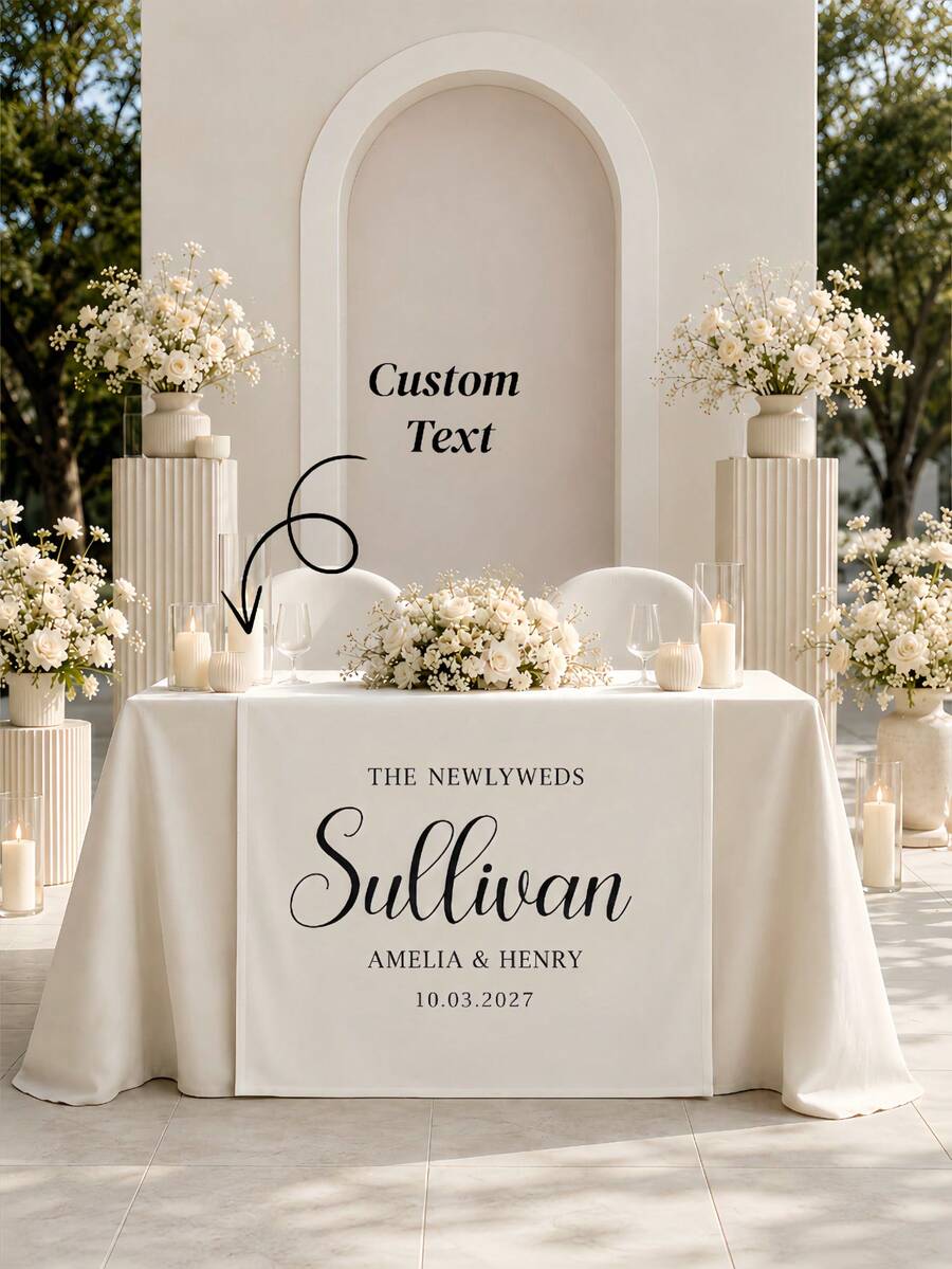 Personalized Wedding Table Runners, Custom Name Tag Table Runners, Wedding Table Decorations, Reception Decorations, Wedding Signs - Multicolor - View 1
