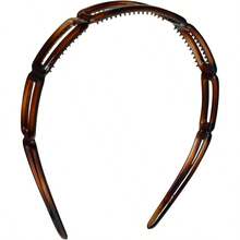 Diadema geomtrica abierta de acetato de celulosa con diseo de carey u2014 Fabricada en Francia, con dientes de agarre interior, diadema francesa ligera para mujeres y nias carey, 1, 9 - Tortuga - Ver 2