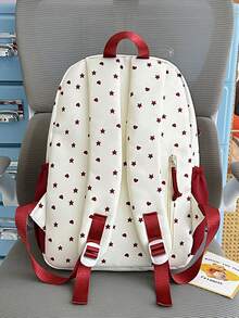 Rabbit Ear Heart & Star Print Backpack, Transparent Ita Layer Student School Bag, Japanese Sweet Style Commuter Backpack - Multicolor - View 5