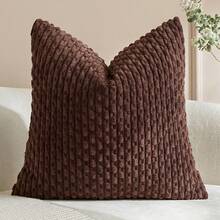 1pc/2pcs Bohemian Striped Pillow Covers (Pillow Insert Not Included), Soft Plush Corduroy Solid Color Decorative Square Pillow Covers, Suitable For Holiday, Sofa, Bedroom, Bed, All Seasons Use. - Coffee Brown - View 8
