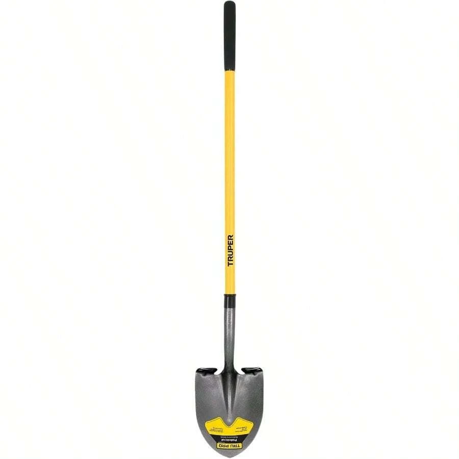Tru Pro Round-Point Shovel, 48-Inch Fiberglass Handle With 9-Inch Grip, Heavy-Duty Professional Digging Gardening Shovel (Model PRL-F/ 31198) - B - View 1
