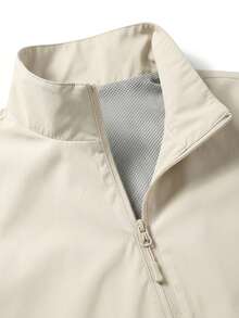 Men's Spring/Autumn Fashion Casual Business Commute Stand Collar Jacket, Minimalist Men's Outerwear - Khaki - View 4