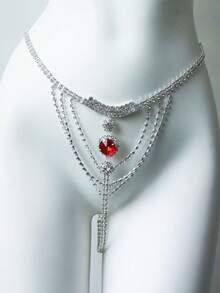 Fashion Sexy Multi-Layer Rhinestone Waist Chain, Beach Party Women's Erotic Bikini Jewelry Accessory - Silver - View 3