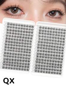 Korean Style Makeup Cluster Lashes, Long Soft Curly 3D Defined 320 Clusters Large Capacity - C - View 2
