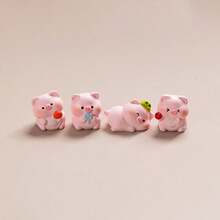 Bộ 4 món trang trí sáng tạo dễ thương hình heo năng động cho bảng điều khiển ô tô, bàn làm việc, bệ tỳ tay trung tâm xe hơi, bàn văn phòng, màn hình máy tính, phụ kiện trang trí cảnh quan DIY - heo con - Xem 8