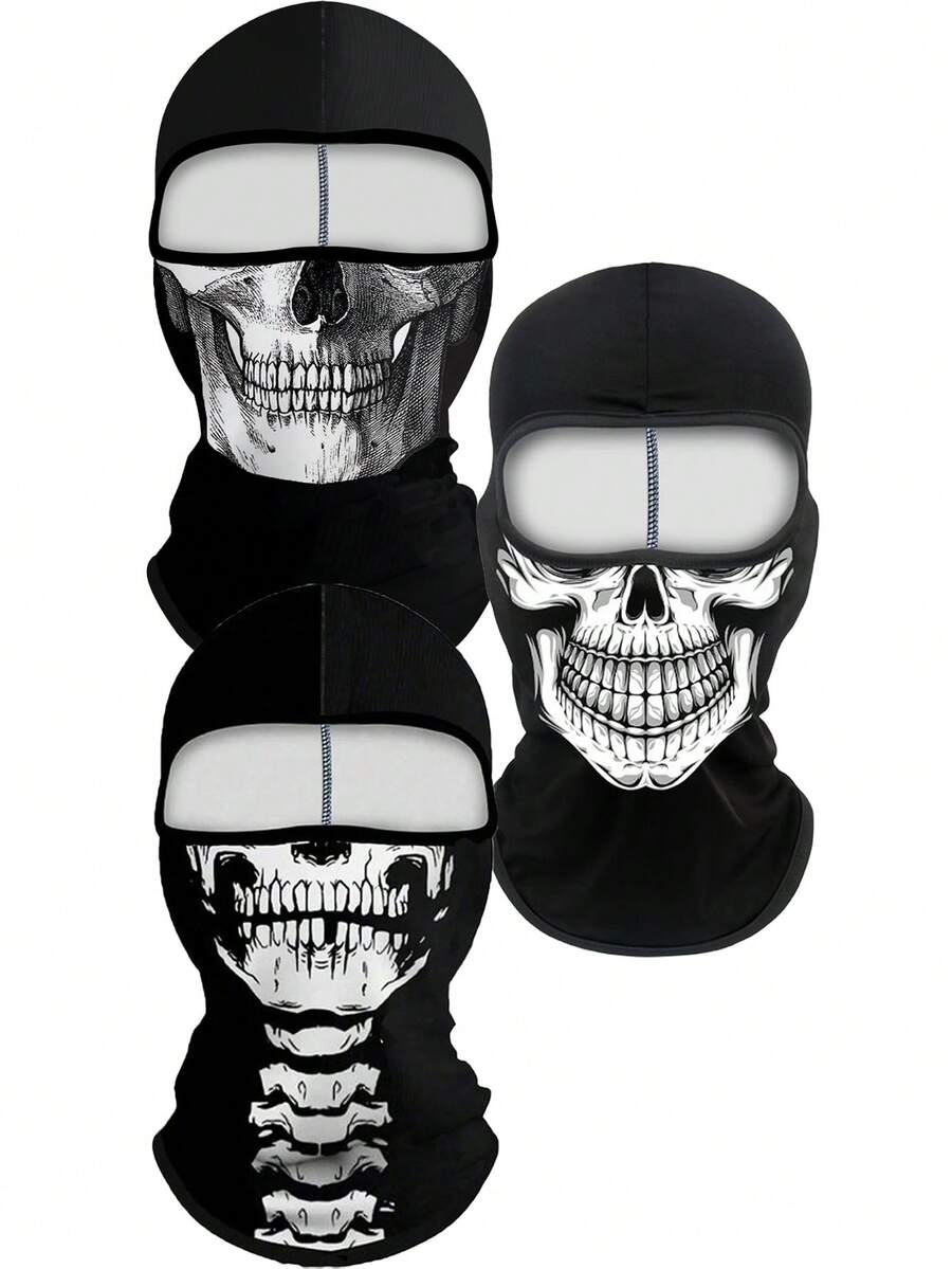 1pc Creative Unisex Horror Face Mask, Breathable Sun Protection Full Face Cover, Suitable For Parties, Outdoor Running, Cycling, Fishing, Hiking - Style N - View 1