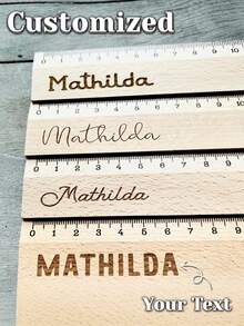 Personalized Laser Engraved Wooden Ruler | Custom Name, Clear Markings | Back To School And Teacher's Day Gift, Suitable For School, Office, Art Projects Elegant Measuring Ruler - Multicolor - View 1