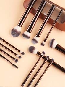 13 Pcs Makeup Brush Set, Dense Bristles, Aluminum Alloy Handle, Suitable For All Skin Types - Chocolate Brown - View 3