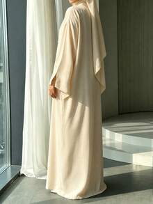 Women's Long Loose-Fit Arabic Robe, Casual Cardigan, Suitable For Daily And Holiday Wear, Women's Long Loose-Fit Robe Fall - Apricot - View 2