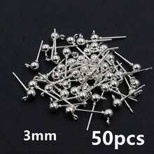 50pcs 3/4/5mm Ball Stud Earring Basic Pins Stoppers Connector For DIY Jewelry Making Accessories Supplies - Ball Stud Pins - View 25