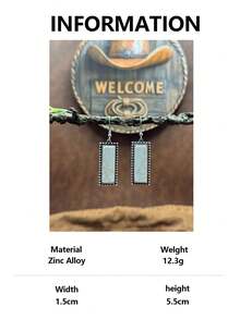1 Set / Western Vintage Style Jewelry Set, 1 Pair Rectangular Faux Turquoise Earrings And Double Layer Necklace, Rugged And Eye-Catching Overall Style, Full Of American Western Wilderness Texture, Highly Compatible With Cowboy Style, American Vintage Hot Girl Style, And Western Cargo Style Style. - Bohemian Style - View 22
