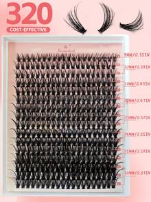 DIY Eyelash Extensions 320 Clusters 40D D Curl 9-16MM Manga Lashes Wispy Fluffy Volume Lash Clusters, Soft Glam Individual Lashes DIY At Home, Reusable False Eyelashes For Daily Wear Natural Look - 黑色 - 查看 6