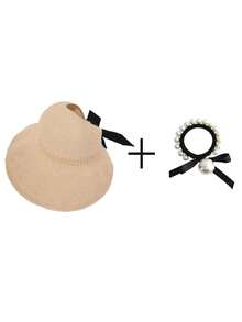 Sombrero Visera para Mujeres con Borde de Encaje, Sombrero de Paja de Ala Ancha y Sombrero de Paja de Ala Ancha Enrollable con Coleta, Sombrero de Playa de Verano con Protección UV UPF, Plegable y Portátil para Viajes, Estilo Bohemio con Lazo - Multicolor 4 - Ver 8