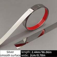 1pc Stainless Steel Flat Metal Decorative Strip, Ceiling Trim Line, Mirror Wall Sticker, Living Room Decoration Gold Tape - A - View 10