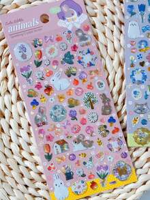Happy Animal World Cartoon 3D Crystal Stickers Decoration Scrapbook DIY Planner Cute Diary Stationery Stickers Gift - Multicolor - View 7