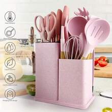 19Pcs Silicone Kitchen Utensil Set – Non Stick Cooking Tools With Wooden Handle, Spatula & Spoon For Home - Mint Green - View 10