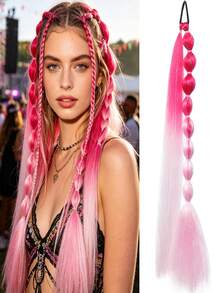 Extensiones de Cabello Cola de Caballo Recta con Burbujas-Extensiones Ligeras de 24 Pulgadas (Con Reflejos Plateados), Cola de Caballo Sintética Ombré, Adecuada para Todas las Edades, Y - Multicolor - Ver 14