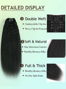 Extensiones de cabello con clip de onda profunda, cabello humano real Yali liso con clip para mujeres, 8 piezas, extensiones de cabello humano Remy brasileño con 18 clips, 100g - SNatural - Ver 9