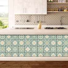 Yellow Green Floral Tile Sticker, Waterproof And Oil-Proof, Self-Adhesive And Easy To Peel, Bathroom And Kitchen Wall Decor, Easy To Remove, No Residue Sticker - Yellow and Green Floral Stickers - View 5