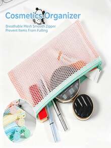 12pcs/1pc Dopamine Simple Mesh Hollow Storage Bag, Portable Makeup Bag, Brush Stationery Coin Pouch, Student Pencil Case For School & Daily Use School Supplies, School Kit - Multiple Styles - View 8