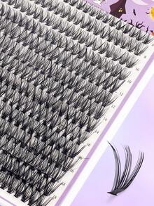 384 piezas Pestañas postizas con rizo D, Kit DIY de extensión de pestañas, Juego de extensiones de pestañas postizas negras gruesas extra largas, Juego de pestañas postizas negras para maquillaje diario, Kit DIY para el hogar de pestañas individuales mixtas de 8-18mm - Ver 6