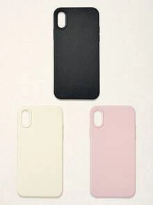 3pcs Solid Color Faux Leather Texture Waterproof Anti-Slip Anti-Fall Phone Cases, Matte Soft TPU Shockproof Protective Covers, Minimalist Aesthetic Dopamine Black / Pink / Cream White Phone Cases, Daily Use & Birthday / Valentine's Day / Mother's Day / Anniversary Gift Choice, Compatible With Iphone Case& Galaxy Case - Multicolor - View 58