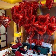 18吋紅色心形鋁箔氣球 5/10/20入組，適合訂婚、婚禮、生日派對、情人節與節日場合的優雅裝飾，精美派對佈置與可愛禮物 - 多色 - 查看 5