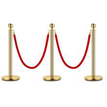 Techigher Gold Stanchion Post Queue Barrier, Red Carpet Ropes And Poles Set With  Ropes, Stainless Steel Crowd Control Barrier For Wedding, Hotel, Cinema, Exhibition - Multicolor - View 8