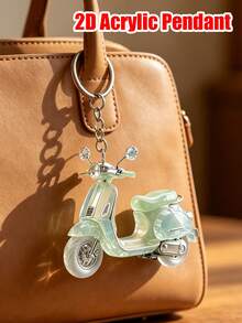 2D Acrylic Motorcycle Keyring, Cute Flat Electric Scooter Keychain, Fashion Bag Charm/Car Key Accessory, Daily Decorative Gift, Suitable For Backpack, Wallet, Phone, Earphone, Car Hanging Ornament, Unique Birthday Gift, Party Gift, Back To School Gift, Teacher's Day Gift - E - View 7
