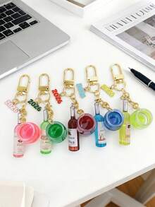 Realistic Red Wine Goblet Keychain, Fake Wine Bottle Keychain, Mini Wine Glass Keychain, Accessory Hanging Chain, Unisex Bag Charm Pendant, Suitable As A Gift For Best Friends, Sisters, Colleagues, Couples, Birthday Gift - Multicolor - View 4
