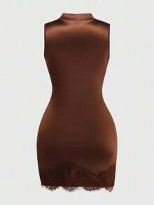 Women Short Dresses - Marron - View 3