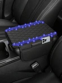 1 pieza Funda universal brillante de diamante para apoyabrazos de coche - Protector de consola central de cuero PU con 2 bolsillos de almacenamiento, se adapta a la mayoría de los modelos de coche - Estilo A - Ver 18