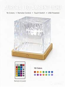 1个无线多色极光/波浪投影灯,带遥控器 - USB充电,可调光,RGB LED桌面氛围灯,适用于卧室、游戏室、派对、情人节、新年装饰和礼物,无线环境照明 - 彩色 - 查看 14