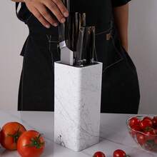 Universal Knife Holder Block – 10x10x23cm Kitchen Tool Storage Rack With Drainer For Chopsticks - View 6